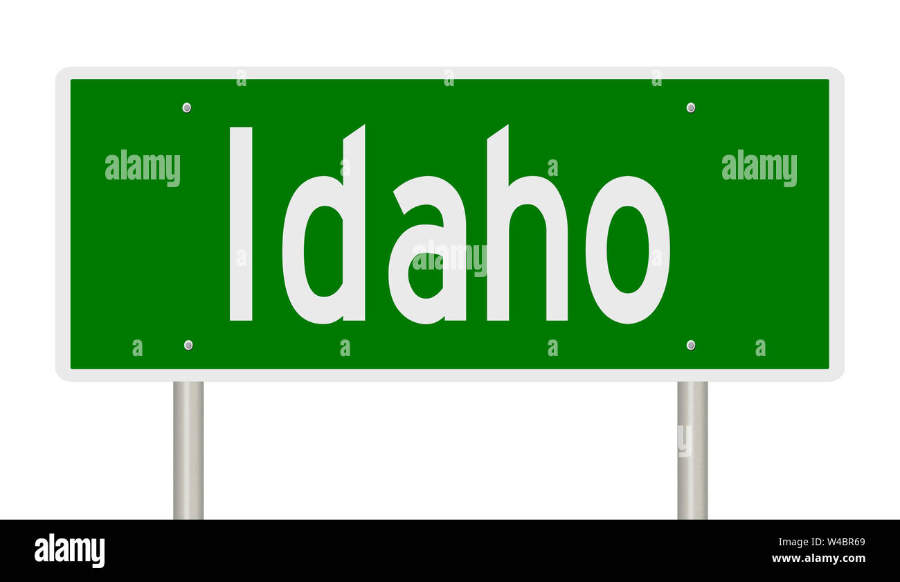 A rendering of a green highway sign for Idaho Stock Photo