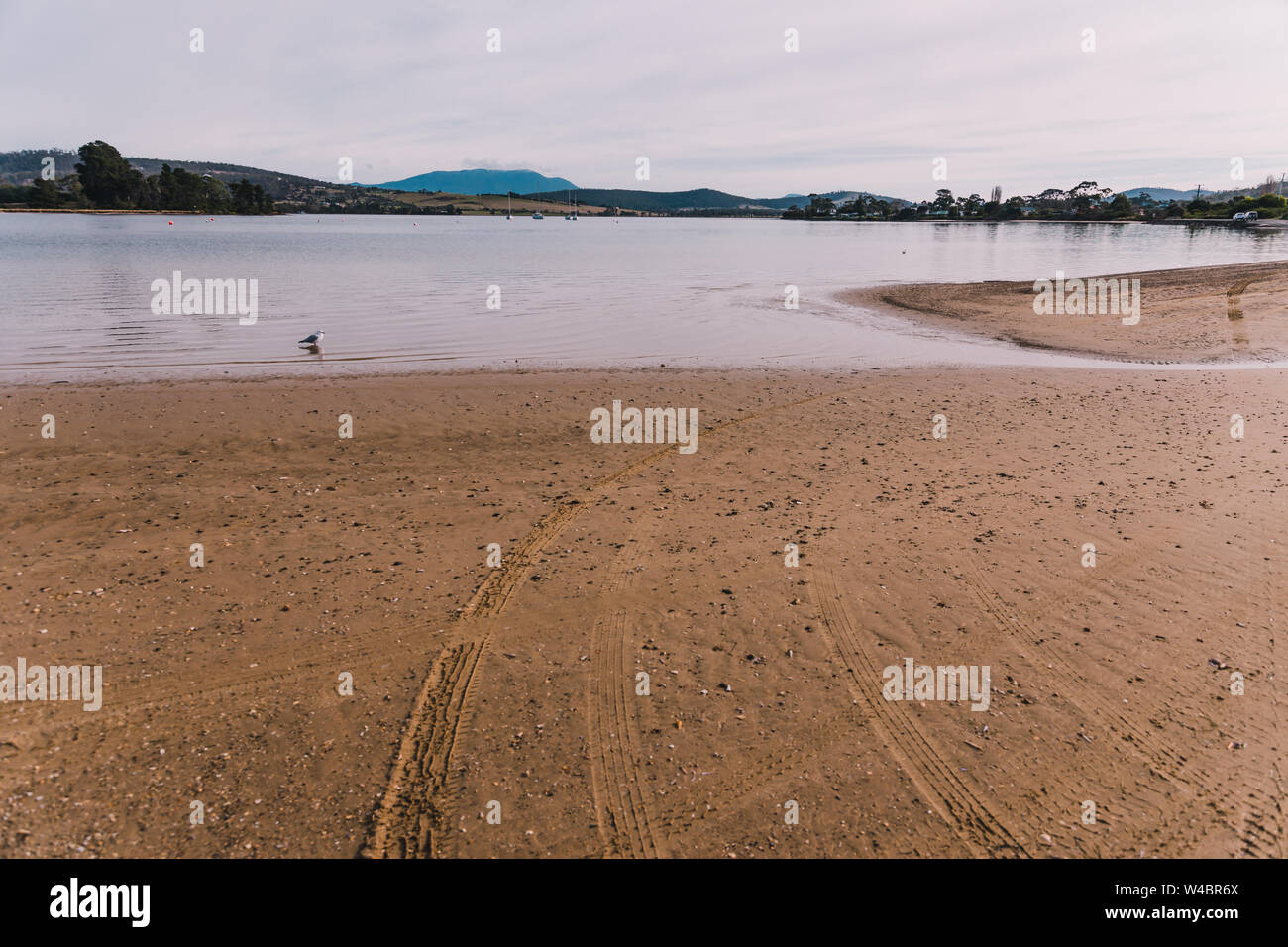 sunny Australian beach in Cremorne, Tasmania looking beautiful and