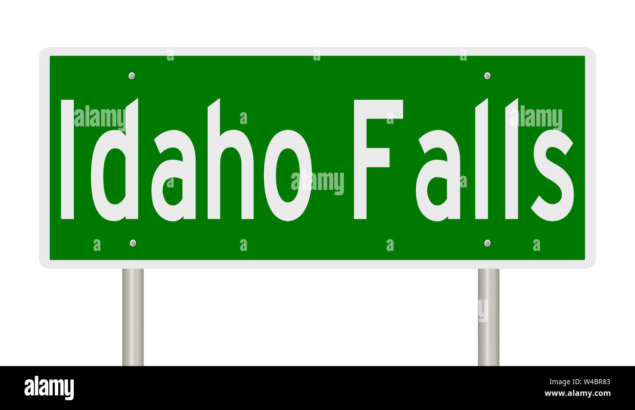 A rendering of a green highway sign for Idaho Falls Idaho Stock Photo