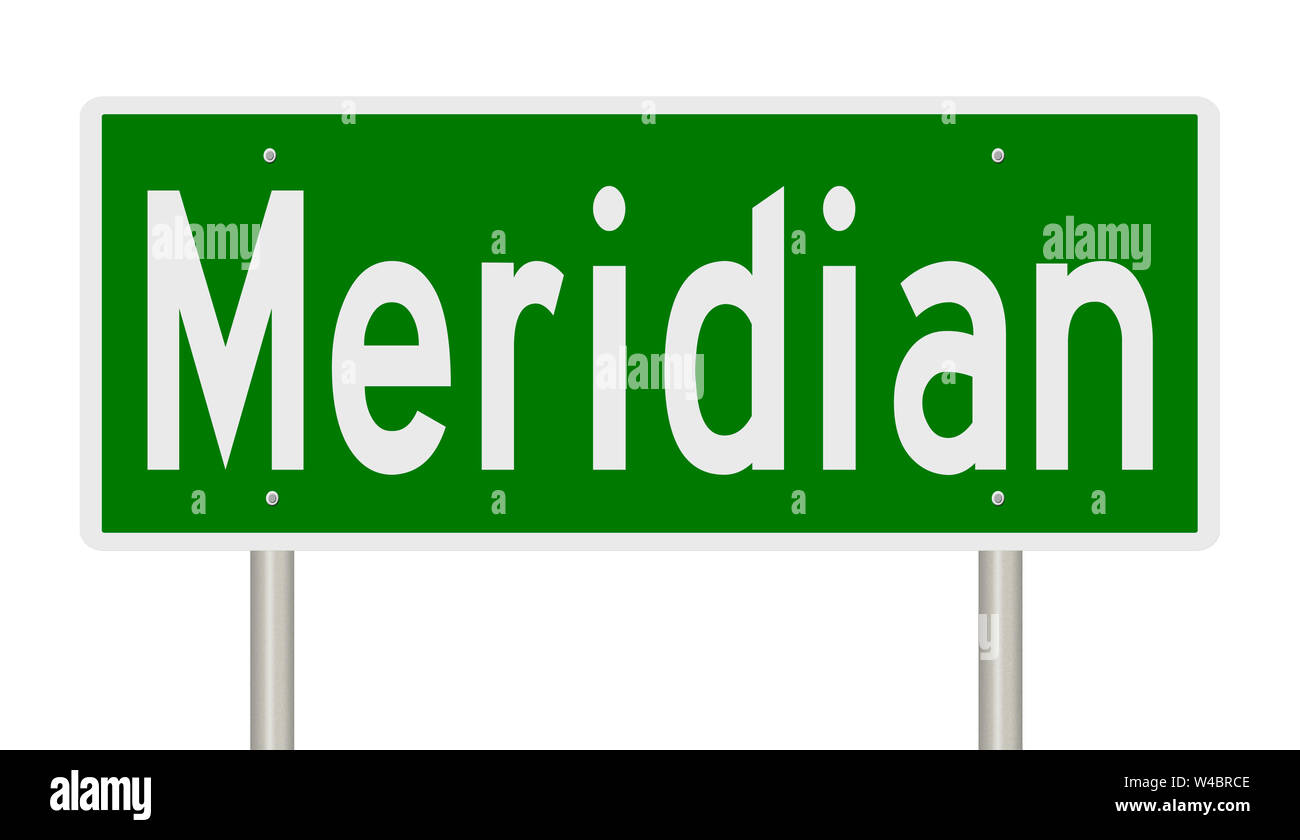 A rendering of a green highway sign for Meridian Stock Photo
