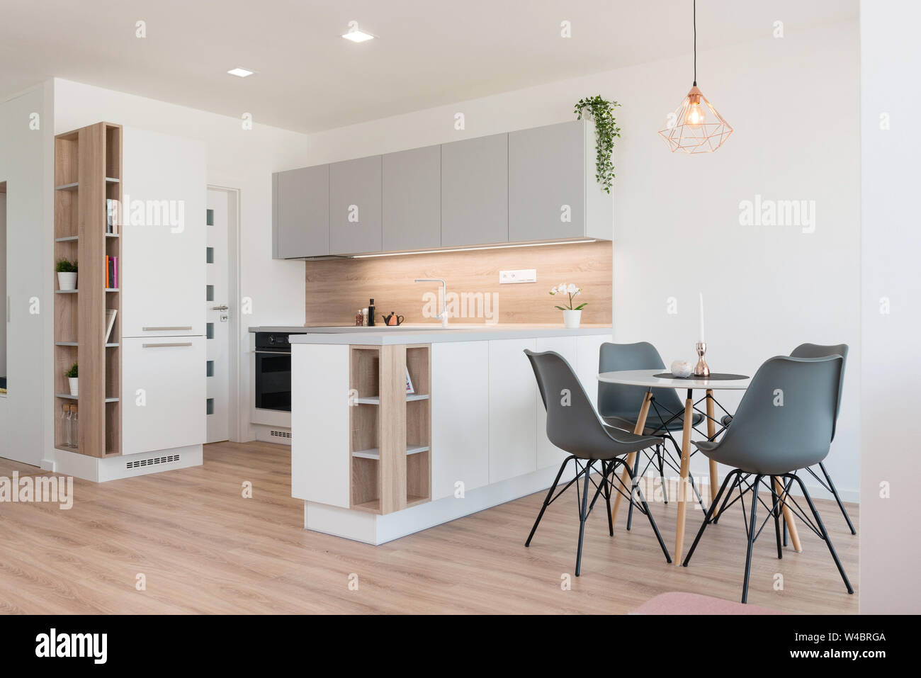 Interior of modern kitchen with built-in appliances Stock Photo - Alamy