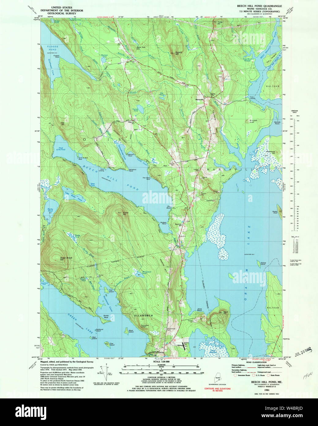 Maine USGS Historical Map Beech Hill Pond 806496 1981 24000 Restoration