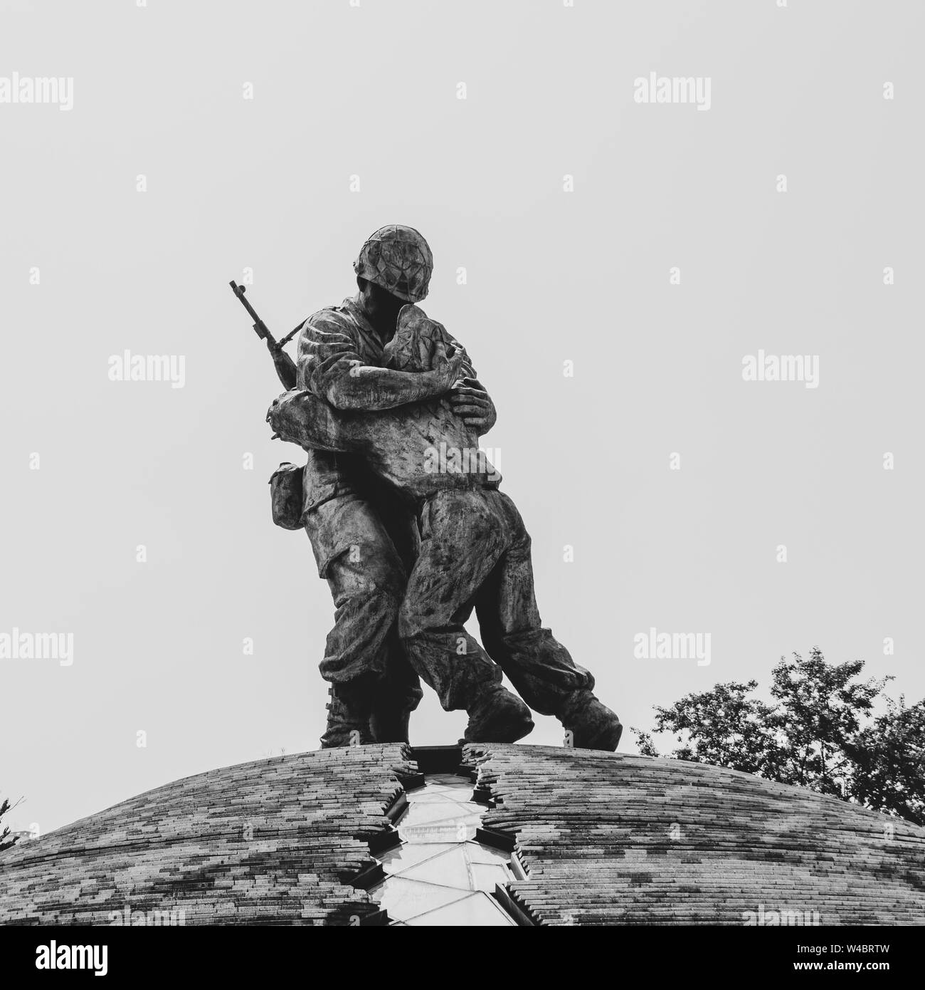 View on Statue of Brothers inside War Memorial of Korea and peaceful reunification. Yongsan, Seoul, South Korea, Asia. Stock Photo