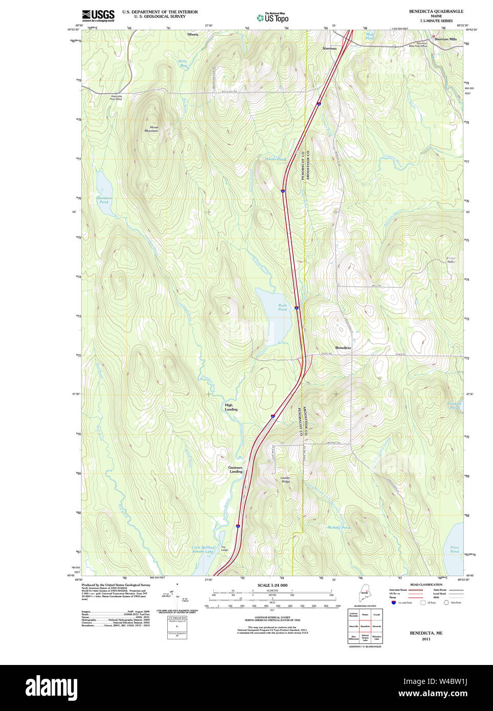 Maine USGS Historical Map Benedicta 20110902 TM Restoration Stock Photo