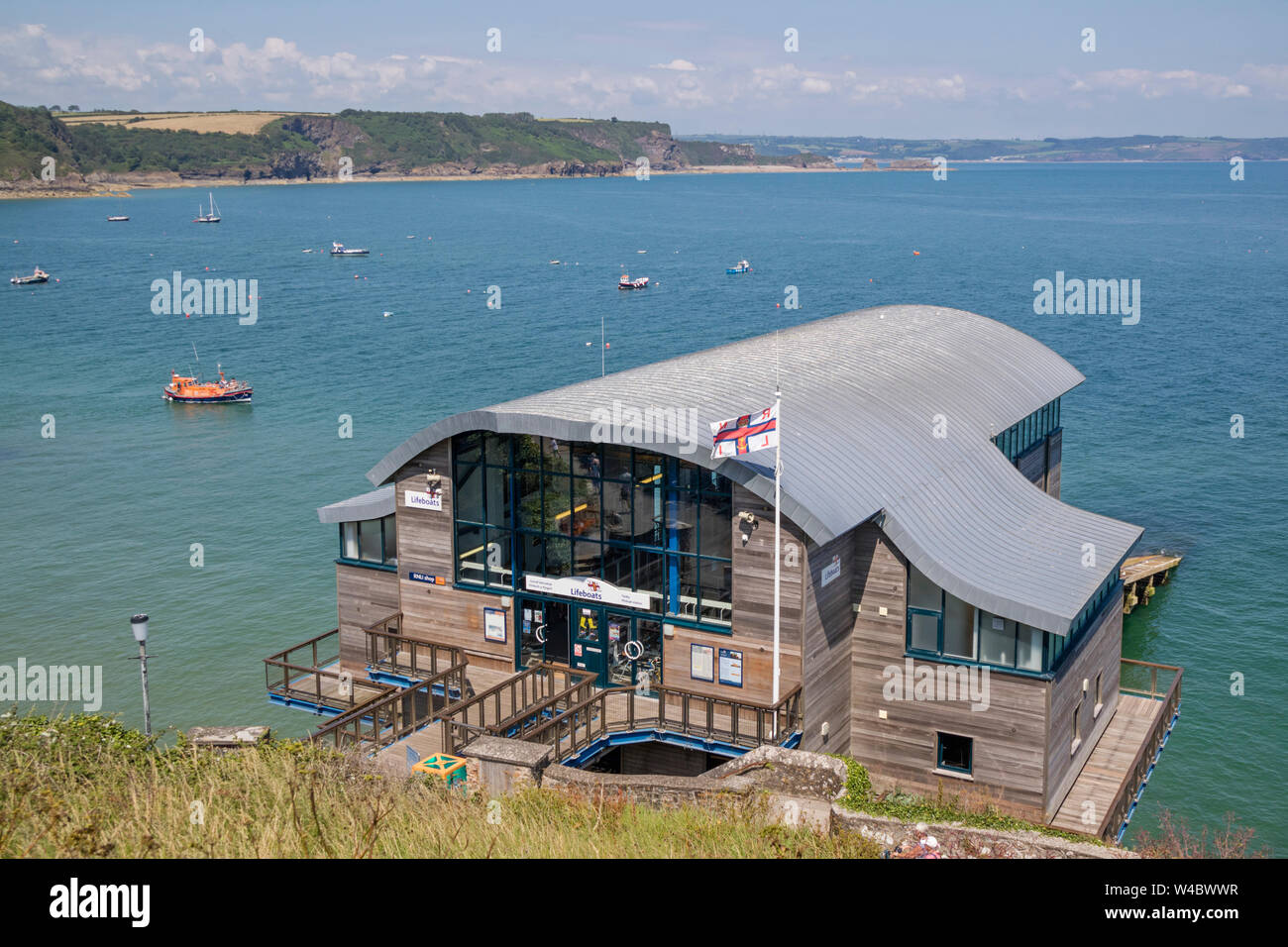 The RNLI lifeboat station in the Welsh coastal town of Tenby, Pembrokeshire, Wales, UK Stock Photo
