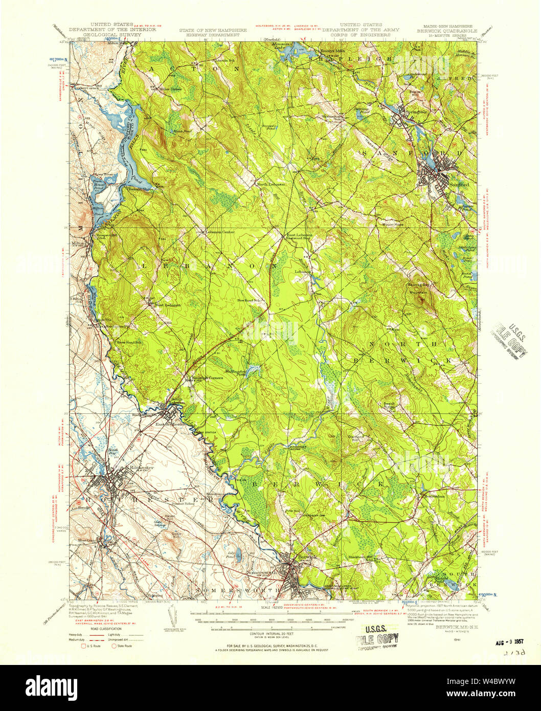 Maine Usgs Historical Map Berwick 460187 1941 62500 Restoration W4BWYW 