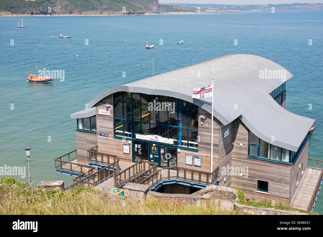 The RNLI lifeboat station in the Welsh coastal town of Tenby, Pembrokeshire, Wales, UK Stock Photo