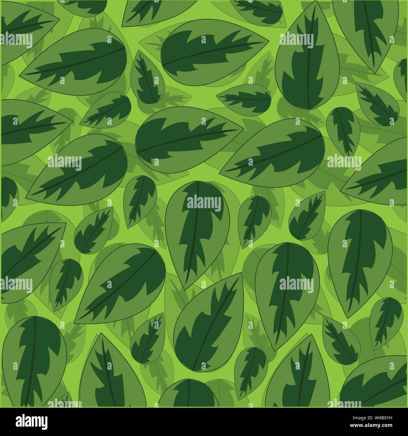 Vector illustration of the decorative pattern from green sheet Stock