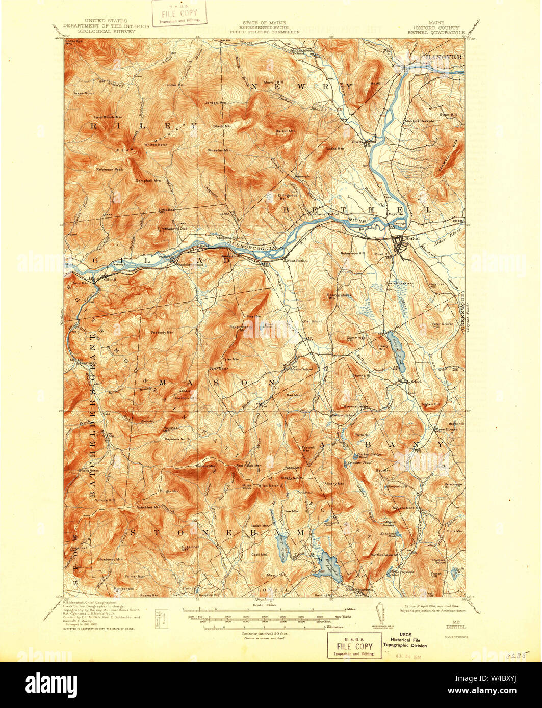 Maine USGS Historical Map Bethel 460192 1914 62500 Restoration Stock