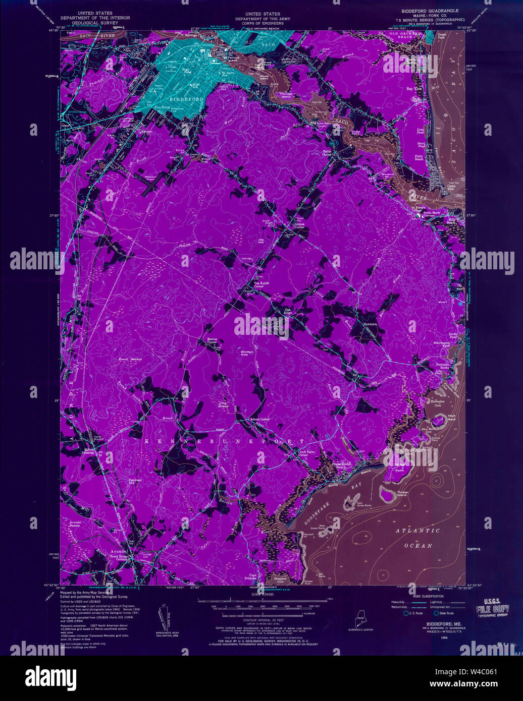 Maine USGS Historical Map Biddeford 806508 1956 24000 Inversion
