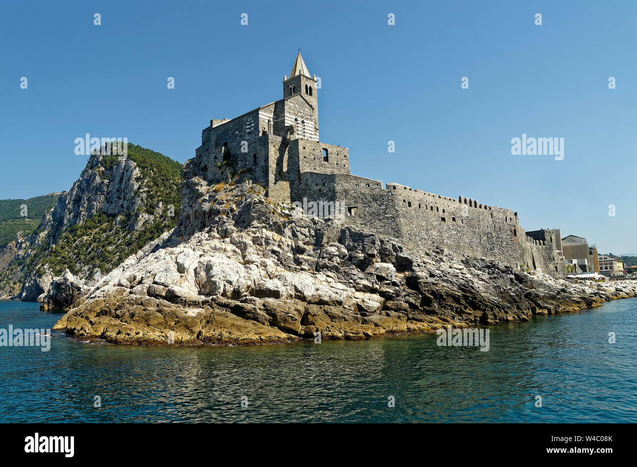 The San Pietro Church in Porto venere was built between 1256 and 1277 by the Genoeses Stock Photo
