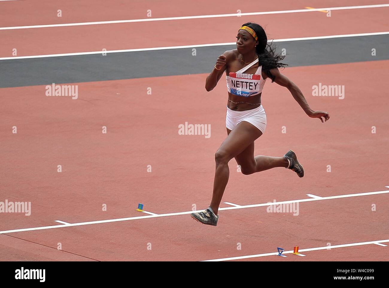 London, UK. 21 July 2019. Christabel Nettey (CAN) in the womens long jump. Anniversary Games athletics. London stadium. Stratford. London. UK. Credit Garry Bowden/SIP photo agency/Alamy Live News. Stock Photo