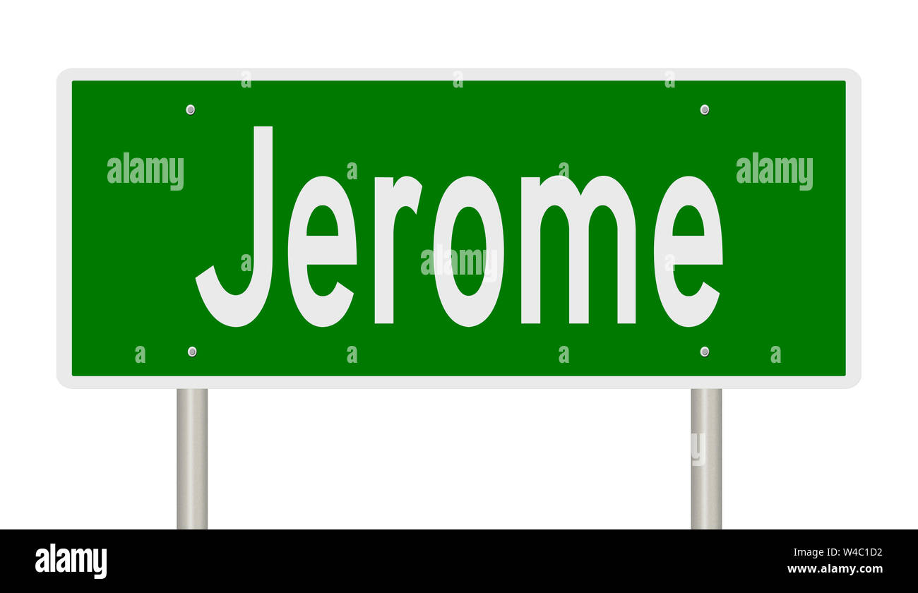 A rendering of a green highway sign for Jerome Stock Photo
