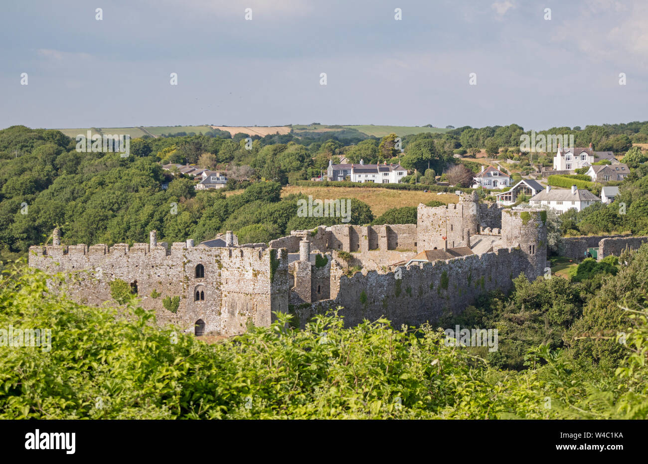 Manorbier Castle, Pembrokeshire Coast National Park, Wales, UK Stock