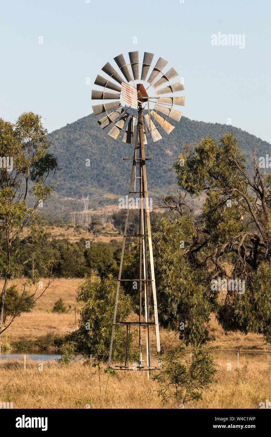 A water mill on a farm in Beef farming country off the Bruce Highway