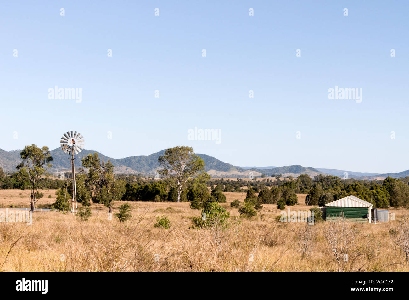 A water mill on a farm in Beef farming country off the Bruce Highway
