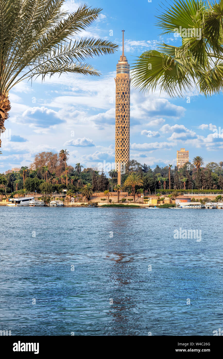 The Cairo Tower and the Nile view, Egypt. Stock Photo