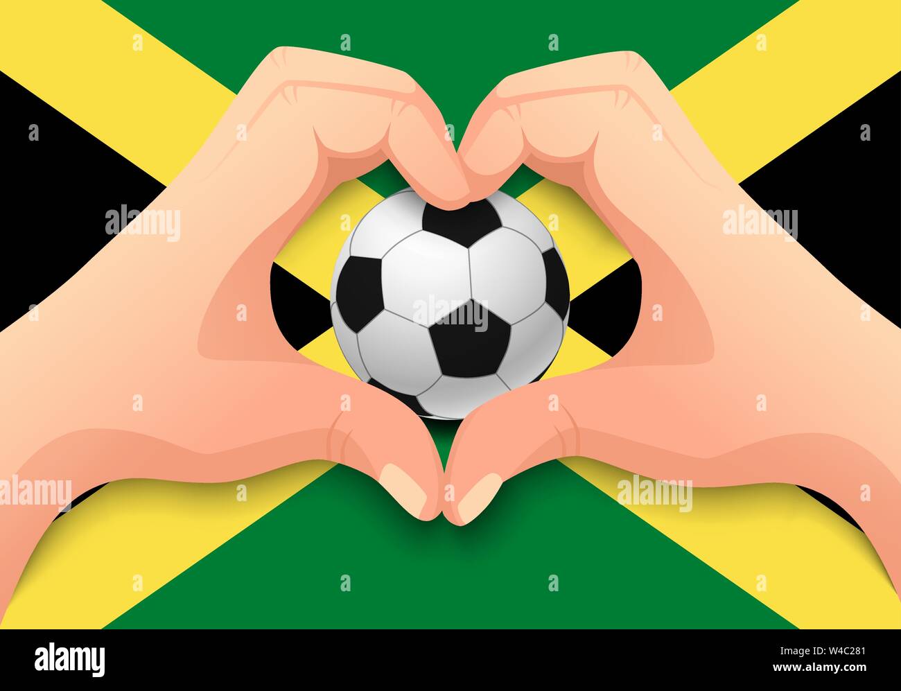Jamaica Flag And Hand Heart Shape National Football Background Soccer