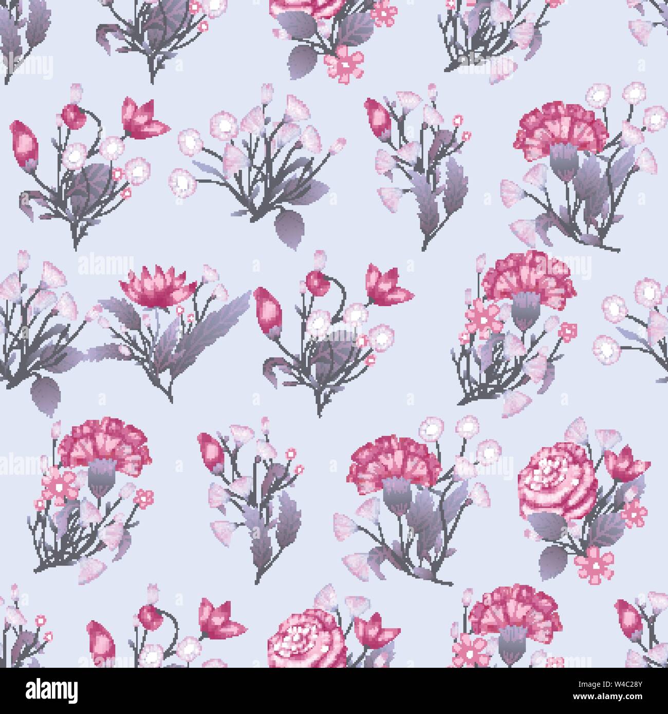 Seamless pattern Vector floral design with roses . Romantic background ...