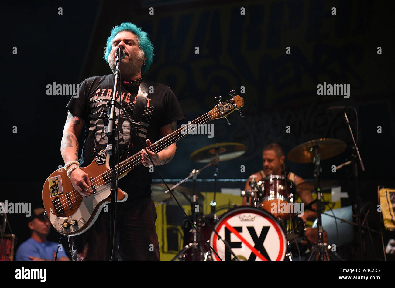 California, USA. 21st July, 2019. NOFX- Fat Mike performs during the Vans Warped Tour 25th Anniversary on July 21, 2019 in Mountain View, California. Credit: MediaPunch Inc/Alamy Live News Stock Photo