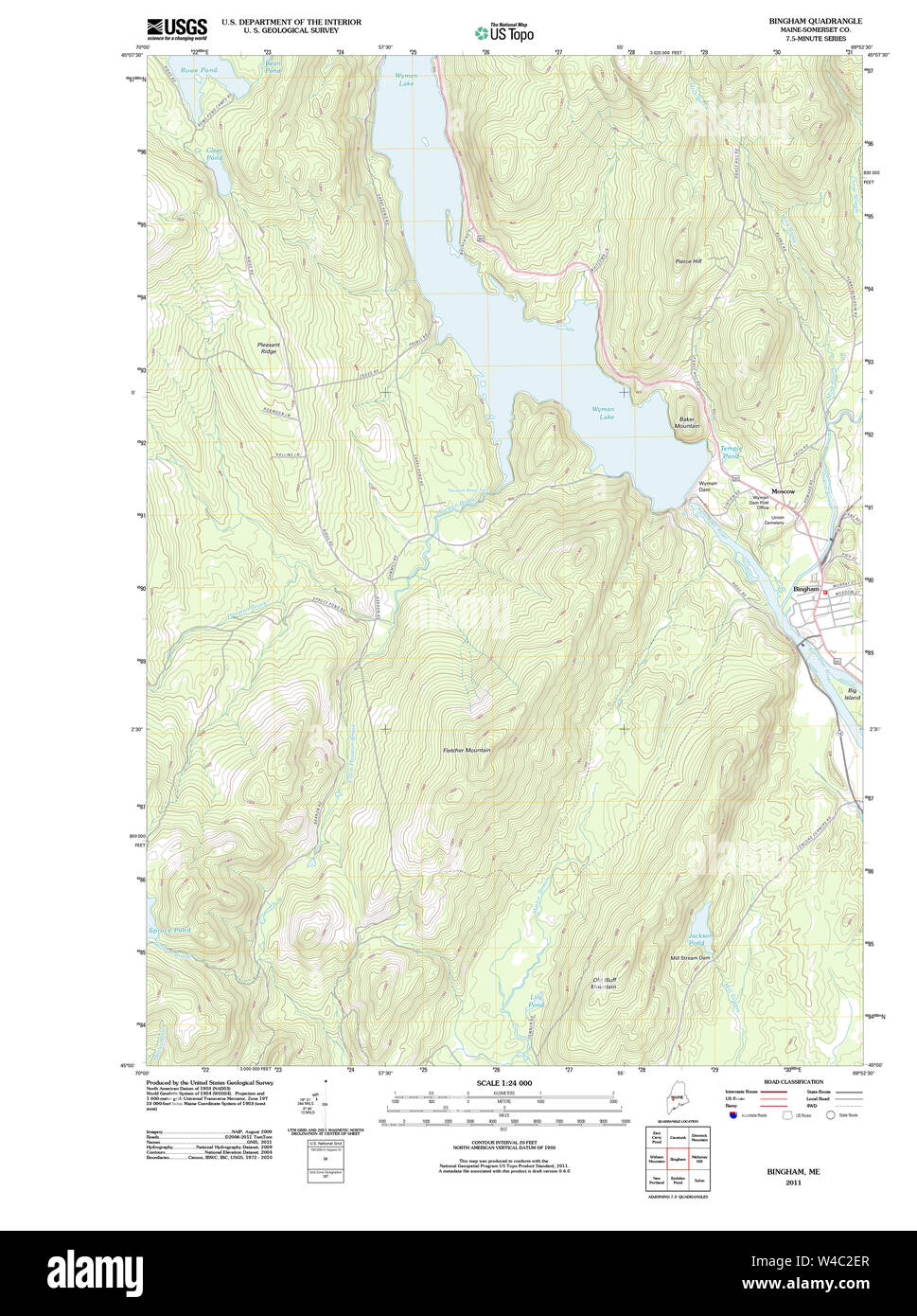 Maine USGS Historical Map Bingham 20110902 TM Restoration Stock Photo