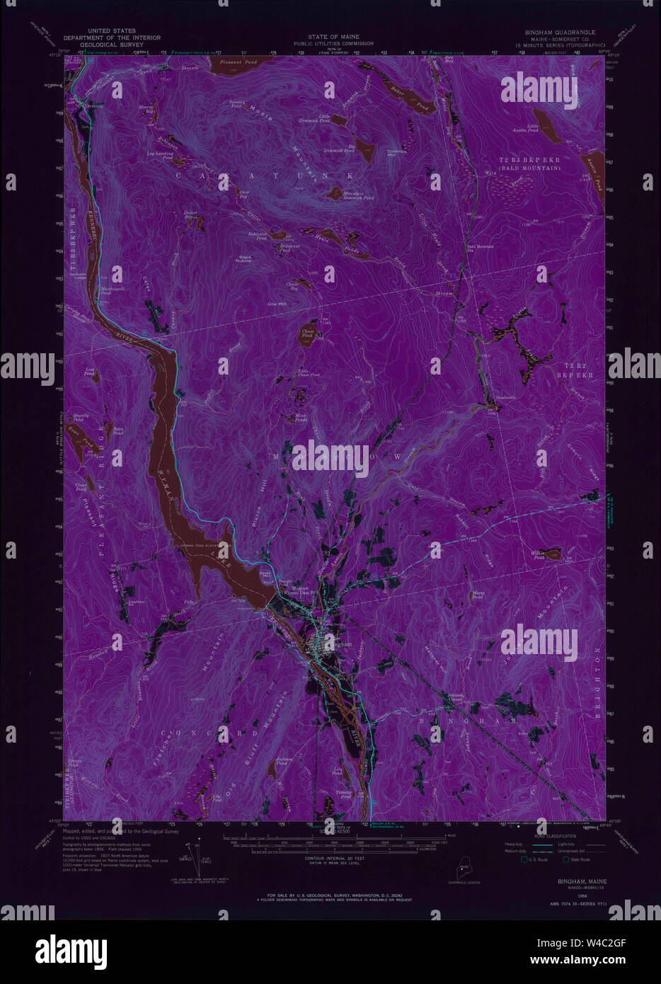 Maine USGS Historical Map Bingham 306474 1956 62500 Inversion