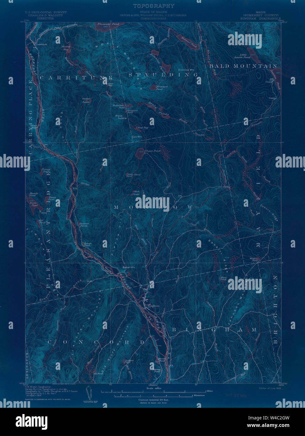 Maine USGS Historical Map Bingham 306473 1905 62500 Inversion
