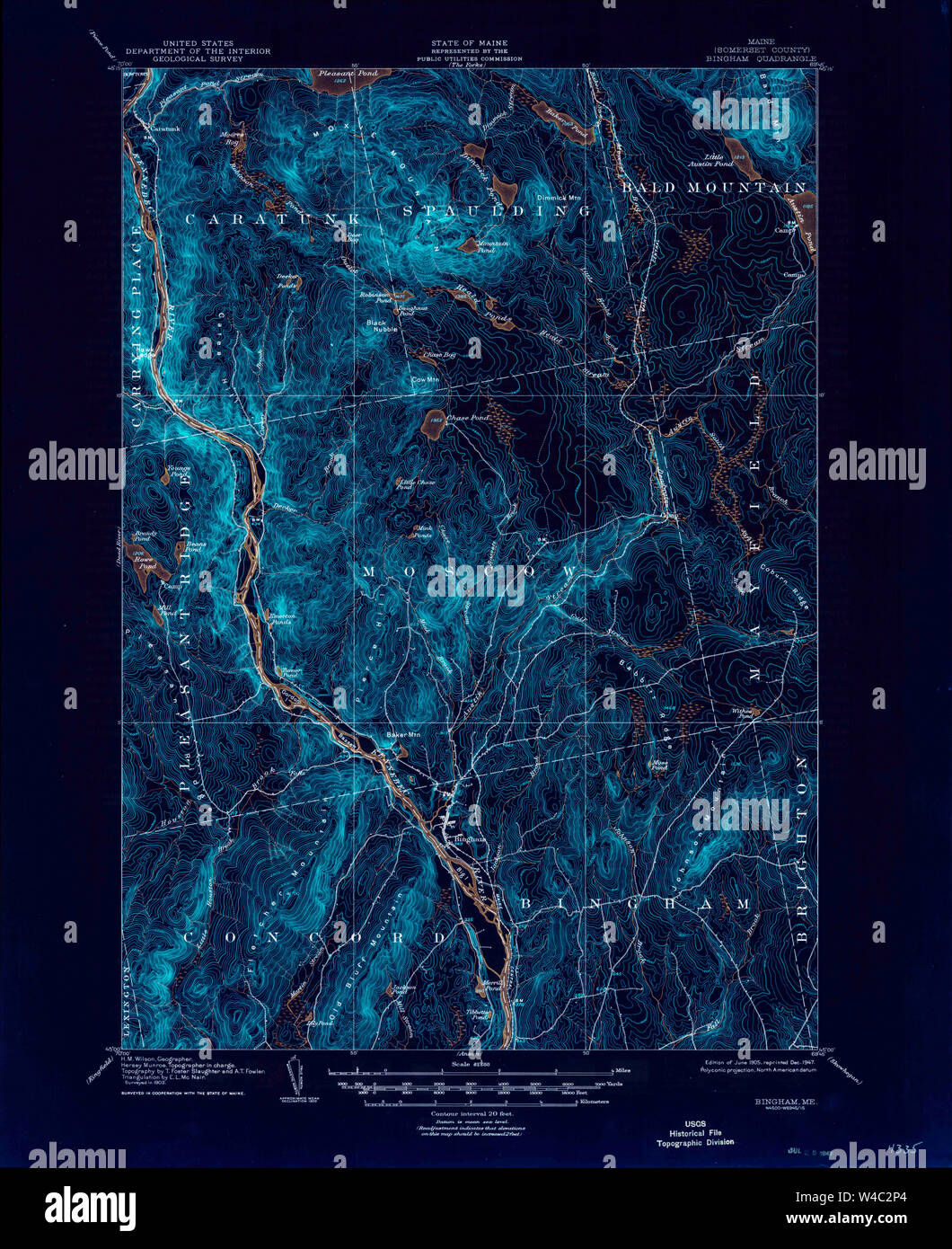 Maine USGS Historical Map Bingham 460209 1905 62500 Inversion