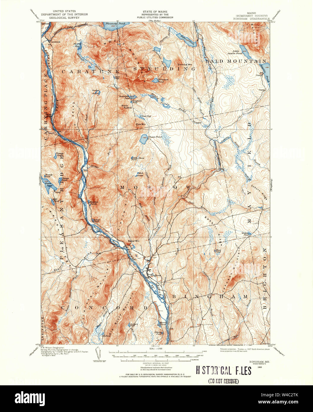 Maine USGS Historical Map Bingham 460210 1903 62500 Restoration Stock