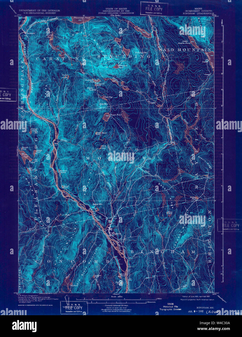 Maine USGS Historical Map Bingham 807387 1905 62500 Inversion