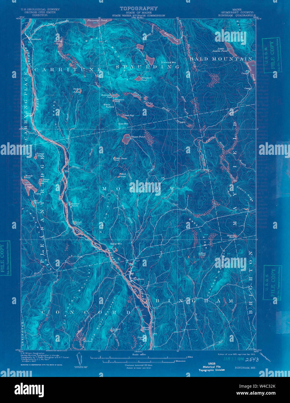 Maine USGS Historical Map Bingham 807388 1905 62500 Inversion