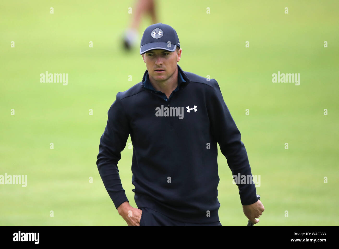 Royal Portrush, UK. 21st July, 2019. United States' Jordan Spieth on the 18th hole during the fourth round of the 148th British Open Championship at the Royal Portrush Golf Club in County Antrim, Northern Ireland, on July 21, 2019. Credit: Aflo Co. Ltd./Alamy Live News Stock Photo