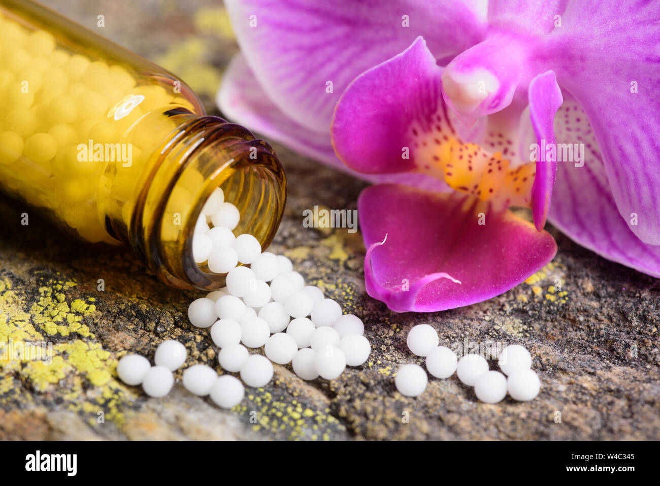 alternative and herbal medicine with homeopathic pills Stock Photo