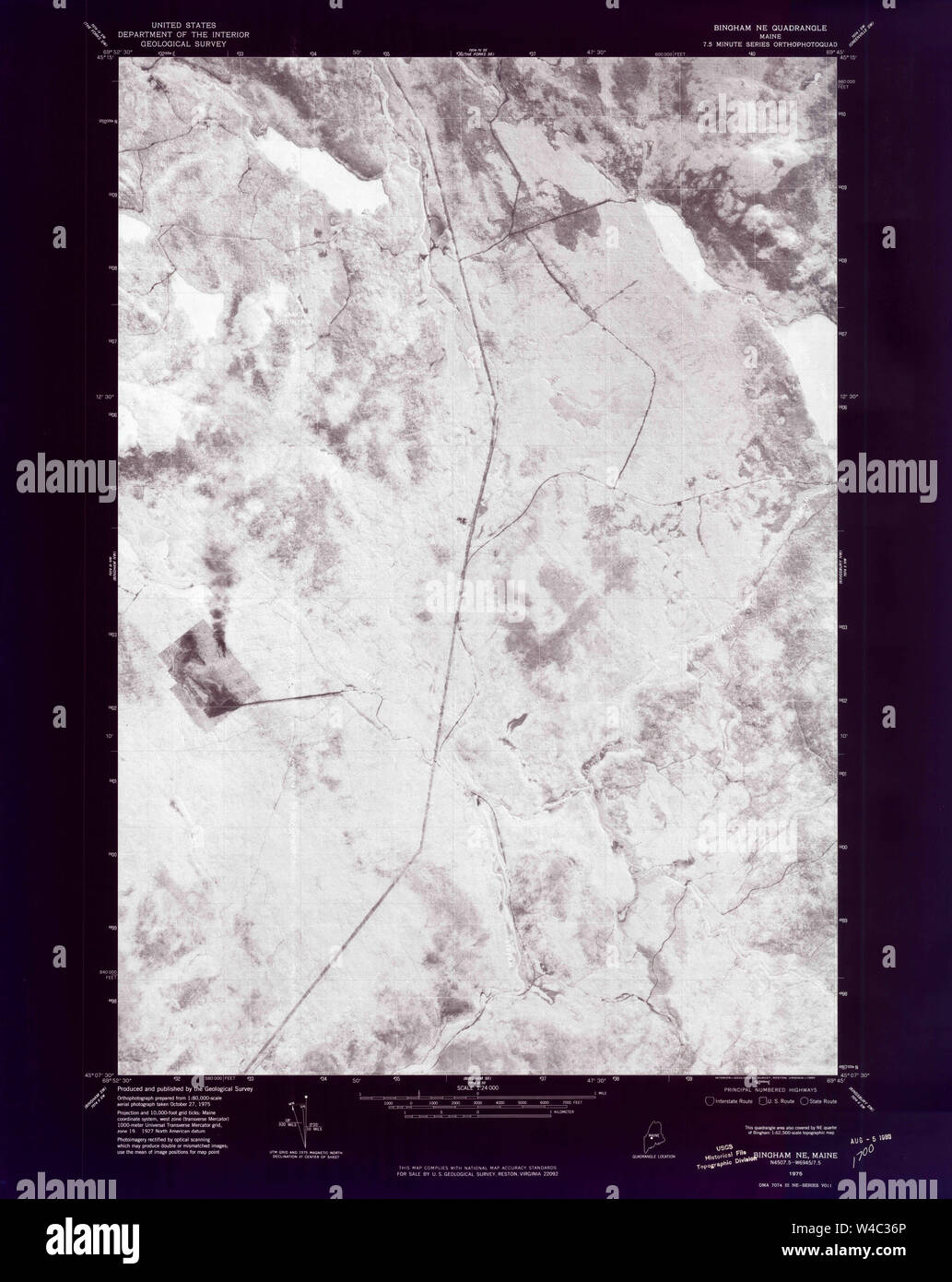 Maine USGS Historical Map Bingham NE 806517 1975 24000 Inversion