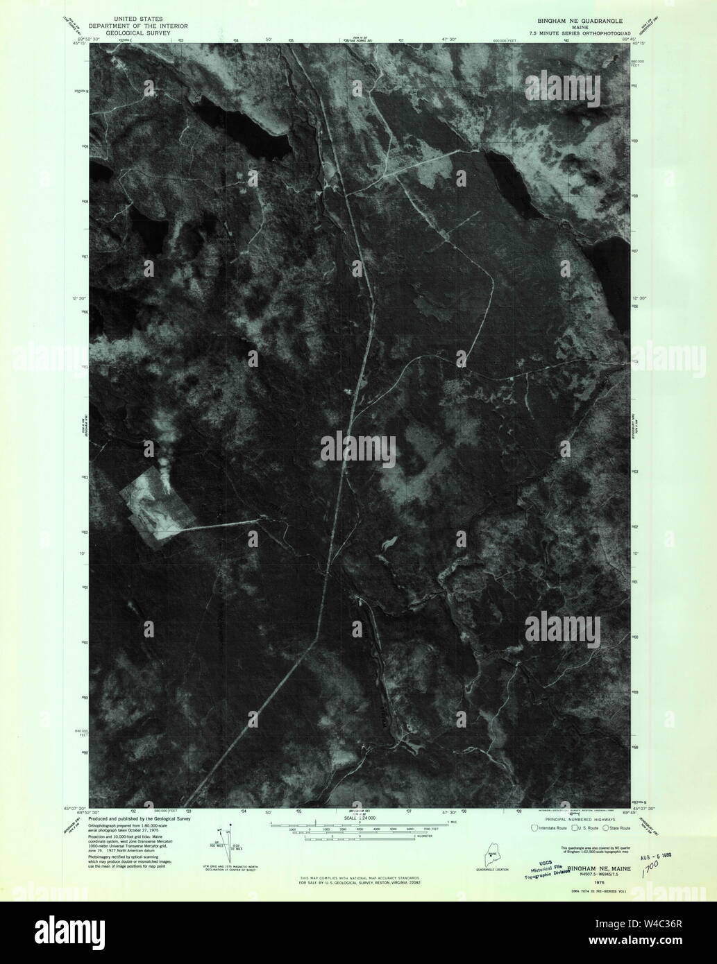 Maine USGS Historical Map Bingham NE 806517 1975 24000 Restoration