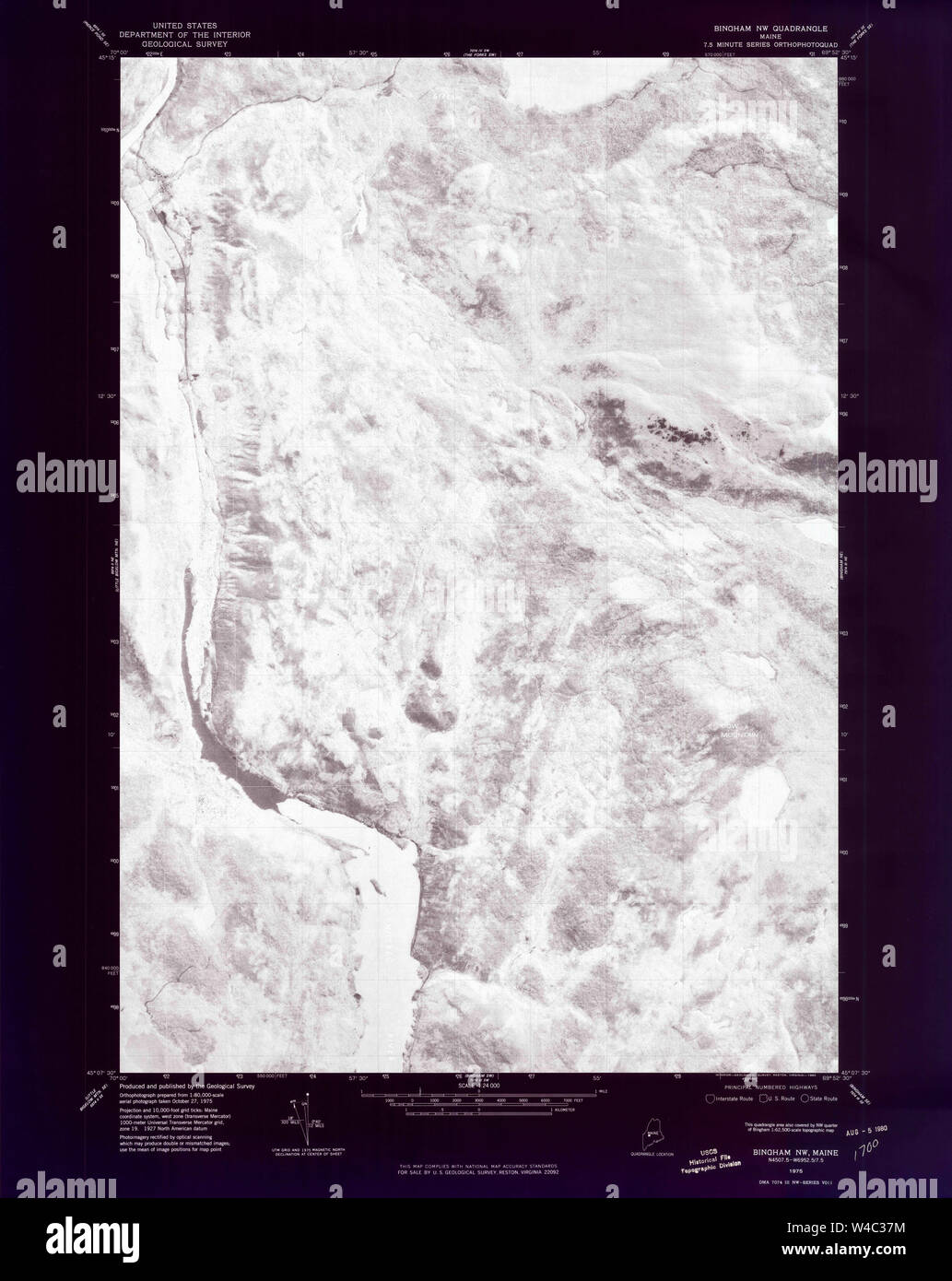 Maine USGS Historical Map Bingham NW 806518 1975 24000 Inversion
