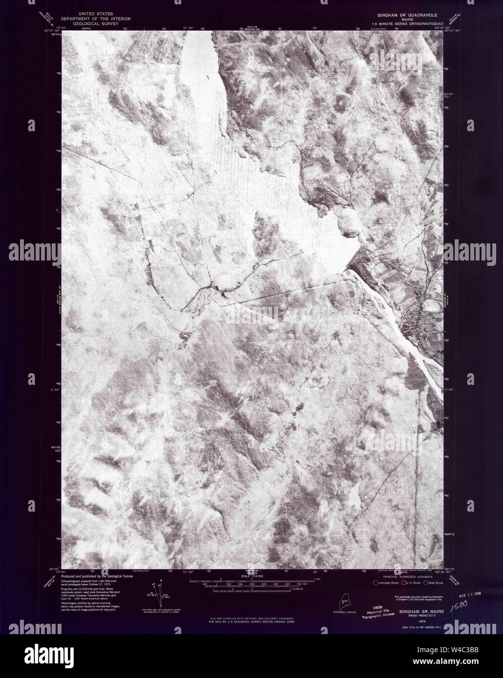 Maine USGS Historical Map Bingham SW 806520 1975 24000 Inversion