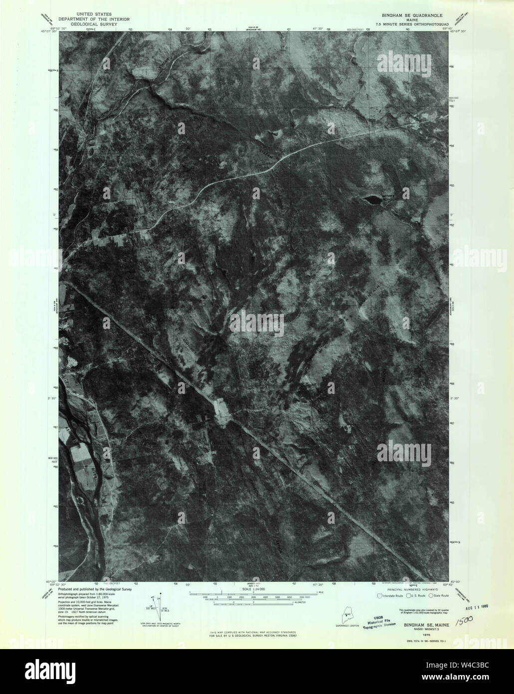 Maine USGS Historical Map Bingham SE 806519 1975 24000 Restoration ...