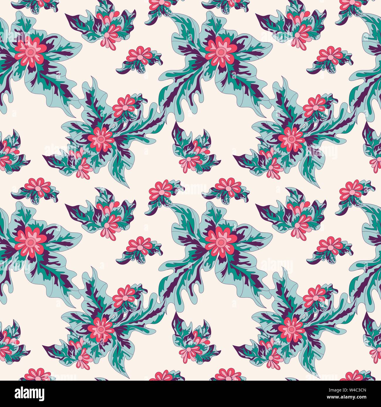 beautiful colored abstract flowers on a light background tender seamless pattern Stock Vector