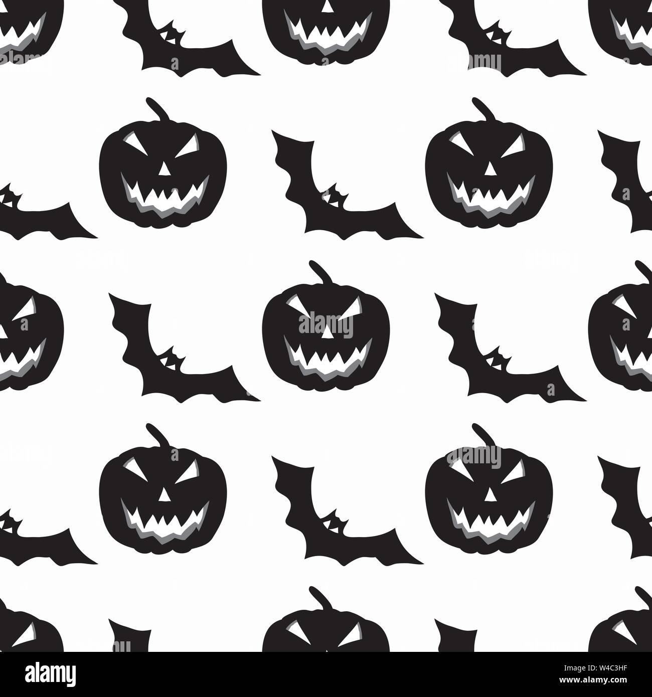 monochrome bats and pumpkins seamless pattern vector illustration Stock ...