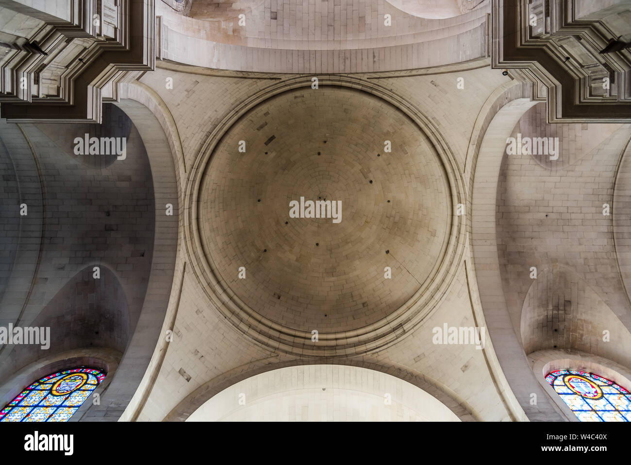 La Rochelle, France - August 6, 2018: La Rochelle Cathedral. Low angle interior view of the dome Stock Photo