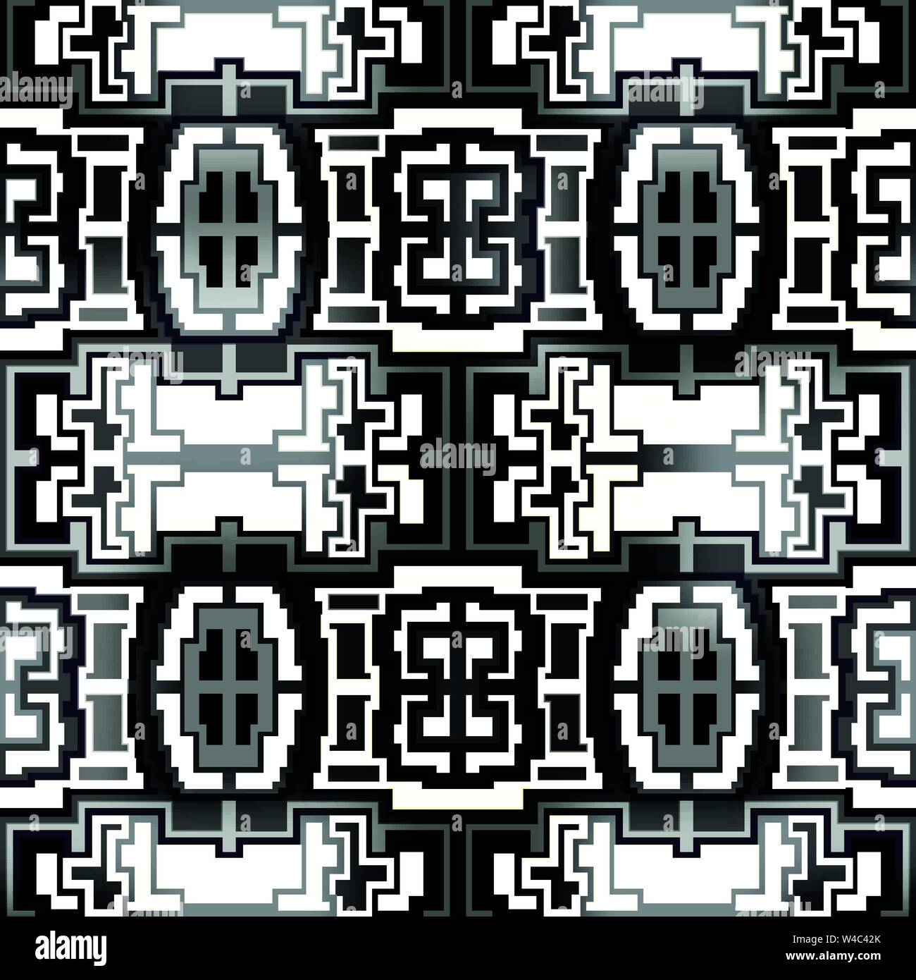 beautiful monochrome pixels geometric seamless pattern Stock Vector ...
