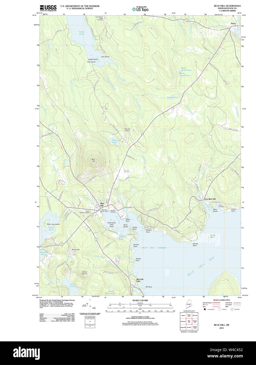 Maine USGS Historical Map Blue Hill 20110909 TM Restoration Stock Photo
