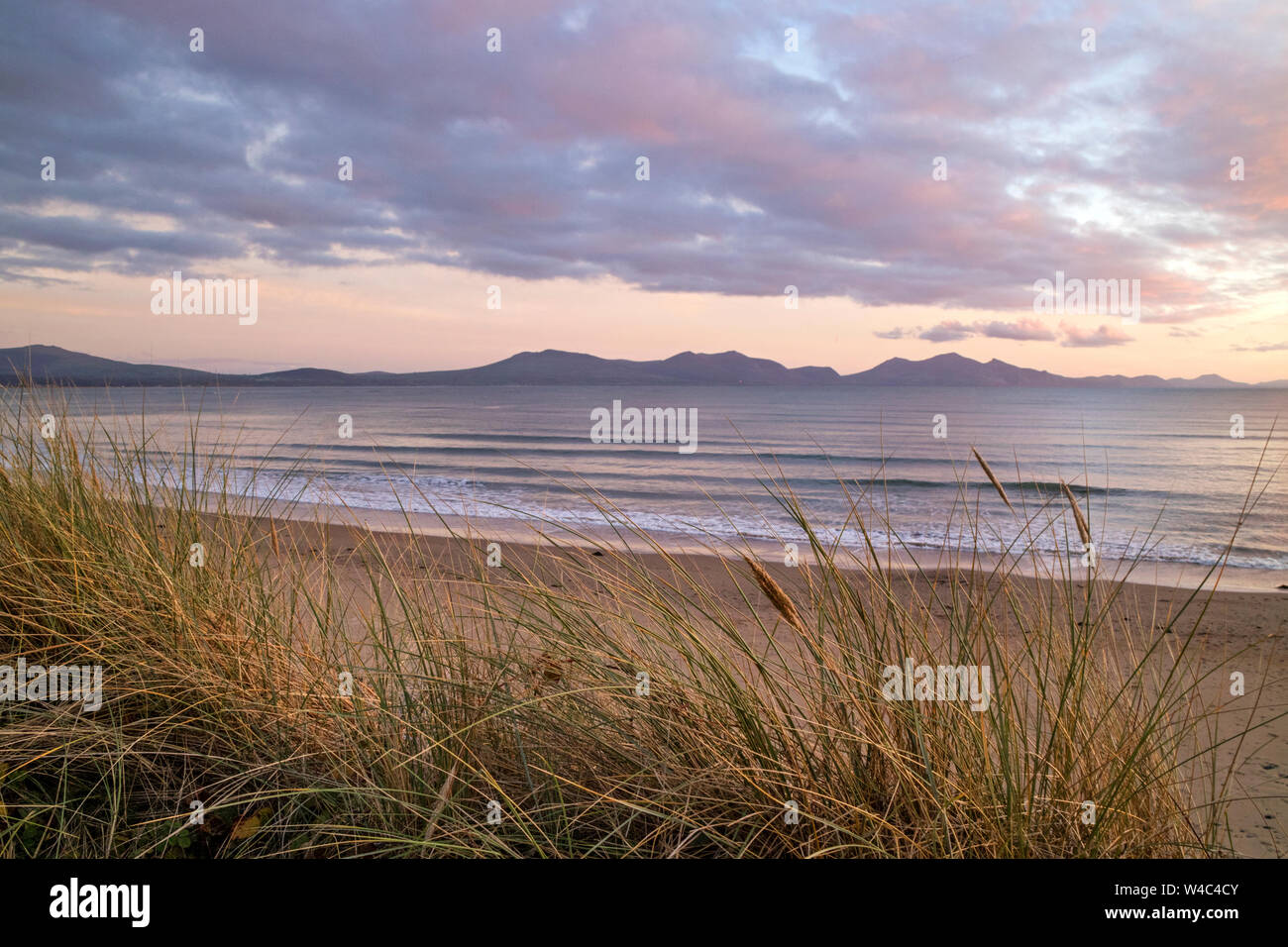 Sunset on Newborough Beach also known as Traeth Llanddwyn a long sandy