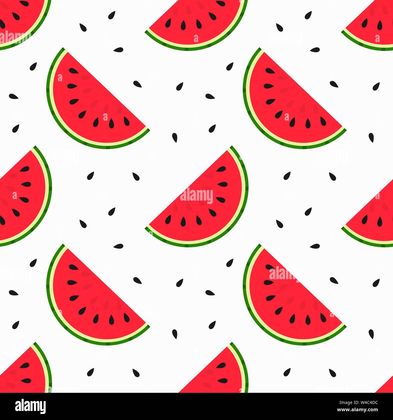 Watermelon slices and seeds seamless pattern. Vector illustration Stock ...