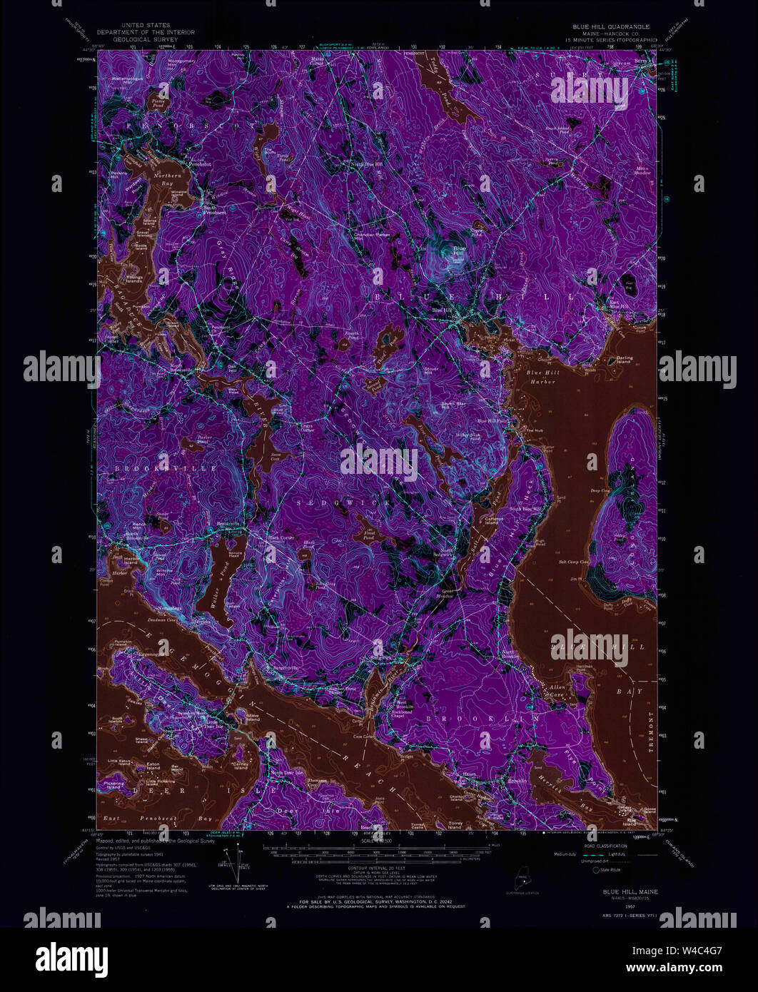 Maine USGS Historical Map Blue Hill 460218 1957 62500 Inversion Restoration Stock Photo Alamy