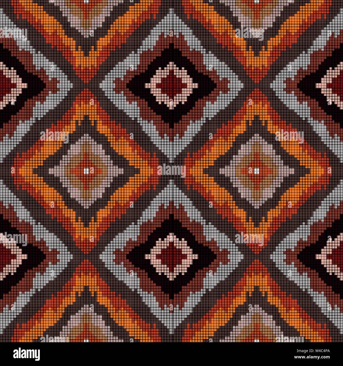 pixel geometric background in retro style seamless pattern vector illustration Stock Vector