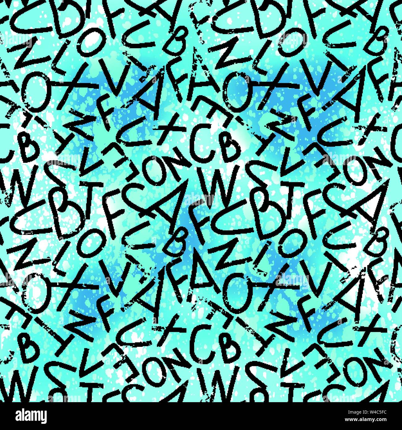 graffiti, letters on a colored background seamless texture grunge effect Stock Vector