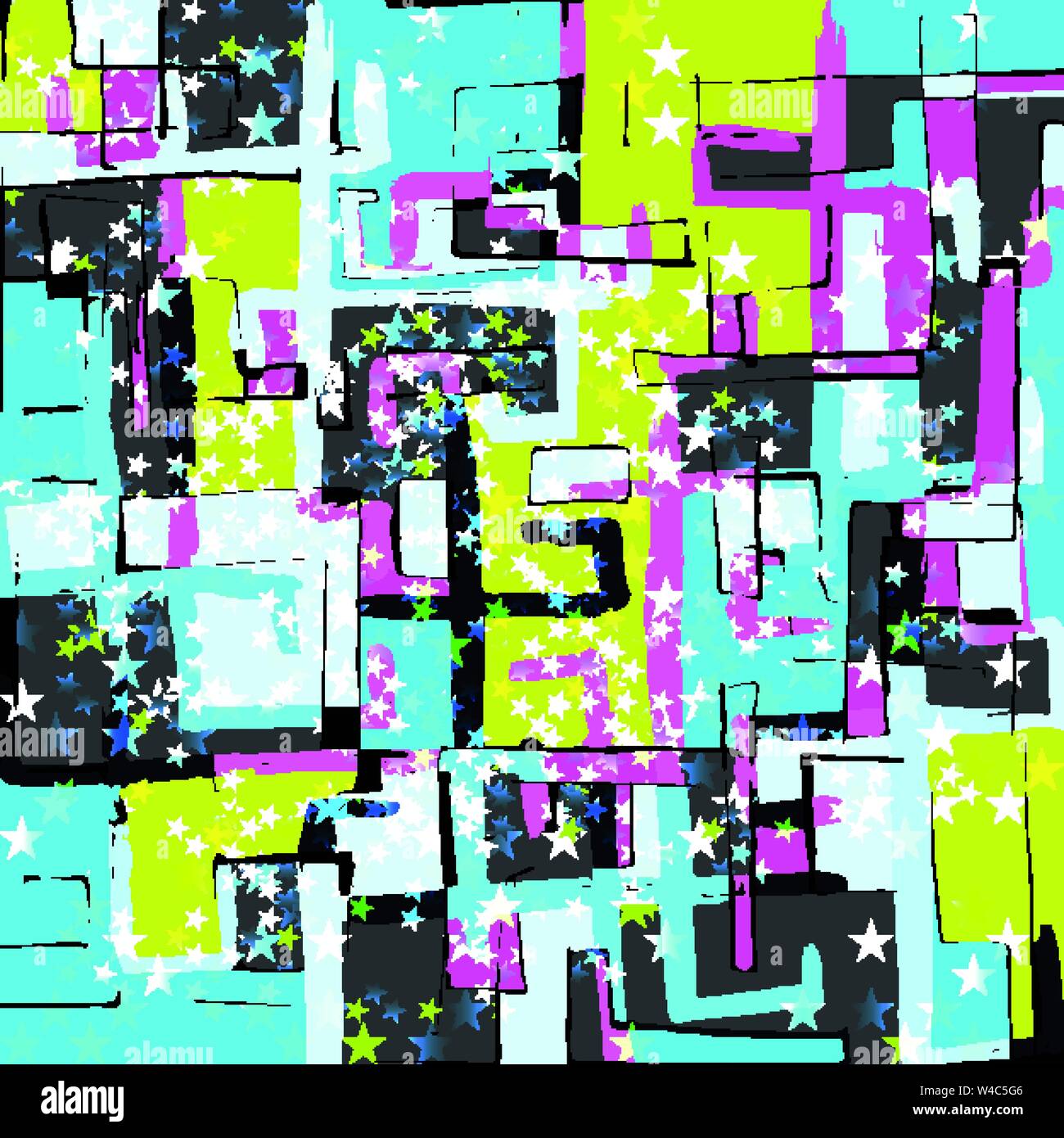 abstract geometric objects graffiti grunge effect Stock Vector