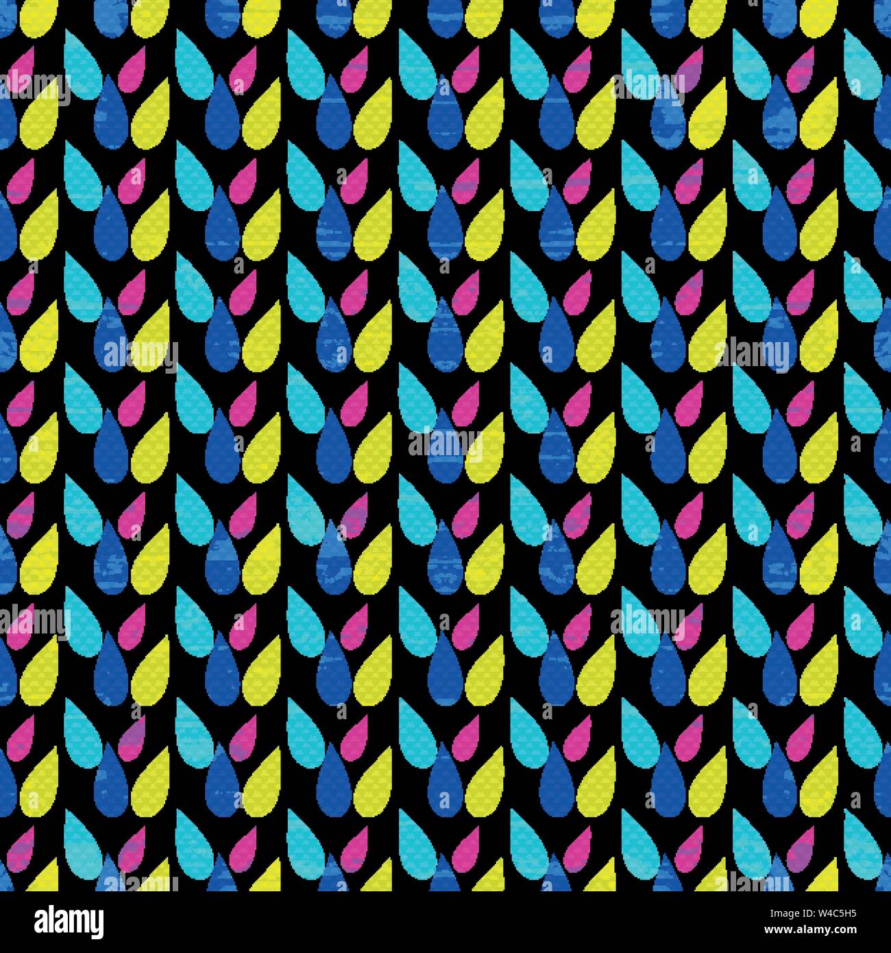 abstract geometric psychedelic seamless pattern on a black background grunge texture Stock Vector